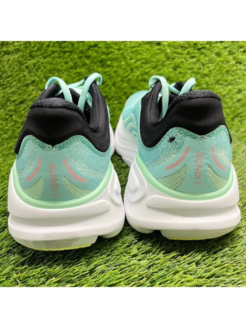 Hoka One One Bondi 9 Womens Size 8.5 Blue Pink Athletic Running Shoes Sneakers